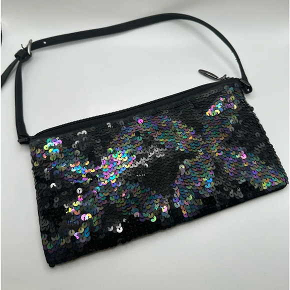 SPRIT Black Sequins Shoulder Handbag Vintage - Picture 1 of 7